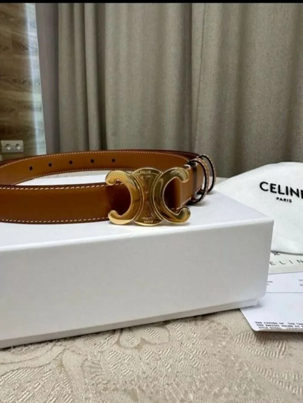 CELINE Women's Tan and Brown Belt - Picture 3 of 7